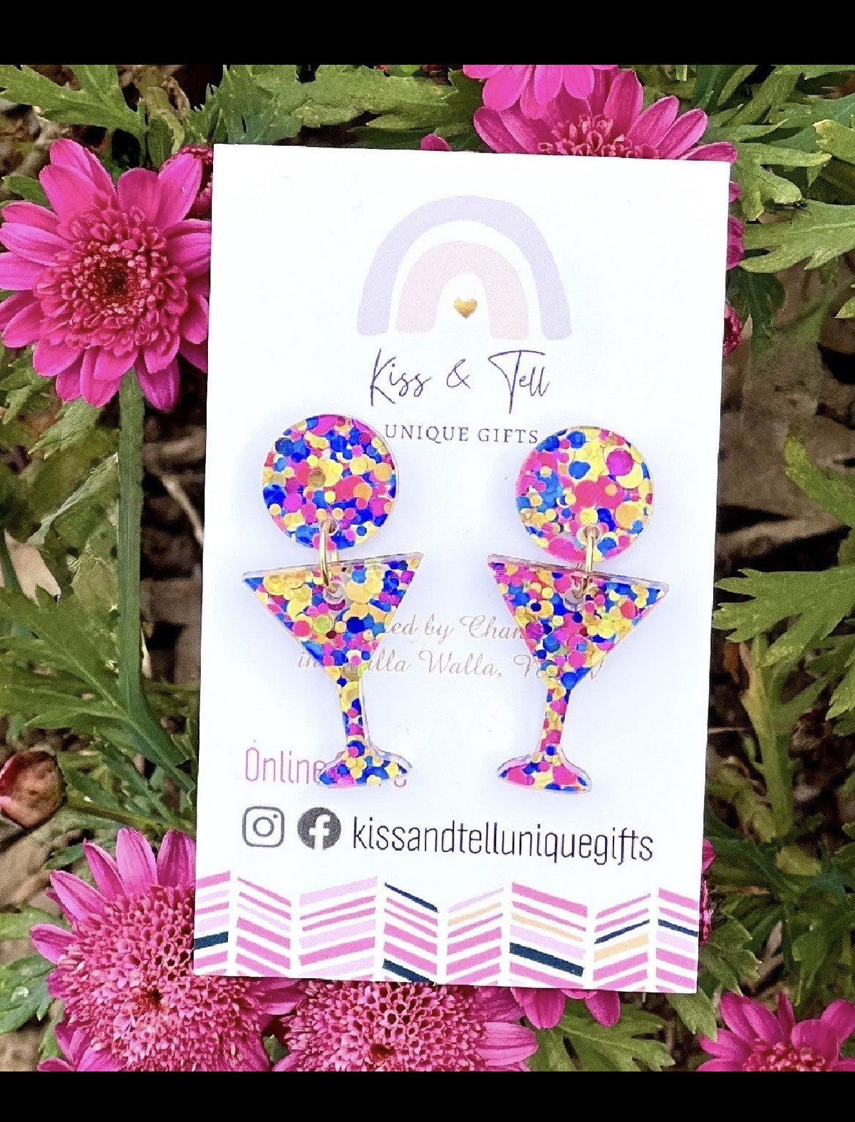 Confetti Glitter Martini Glass Earrings