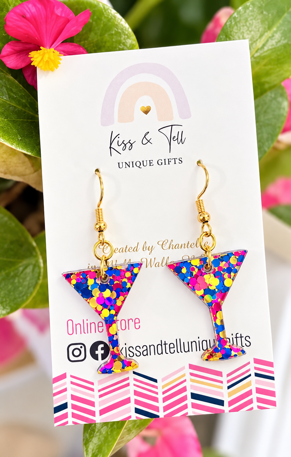 Confetti Glitter Martini Glass Earrings