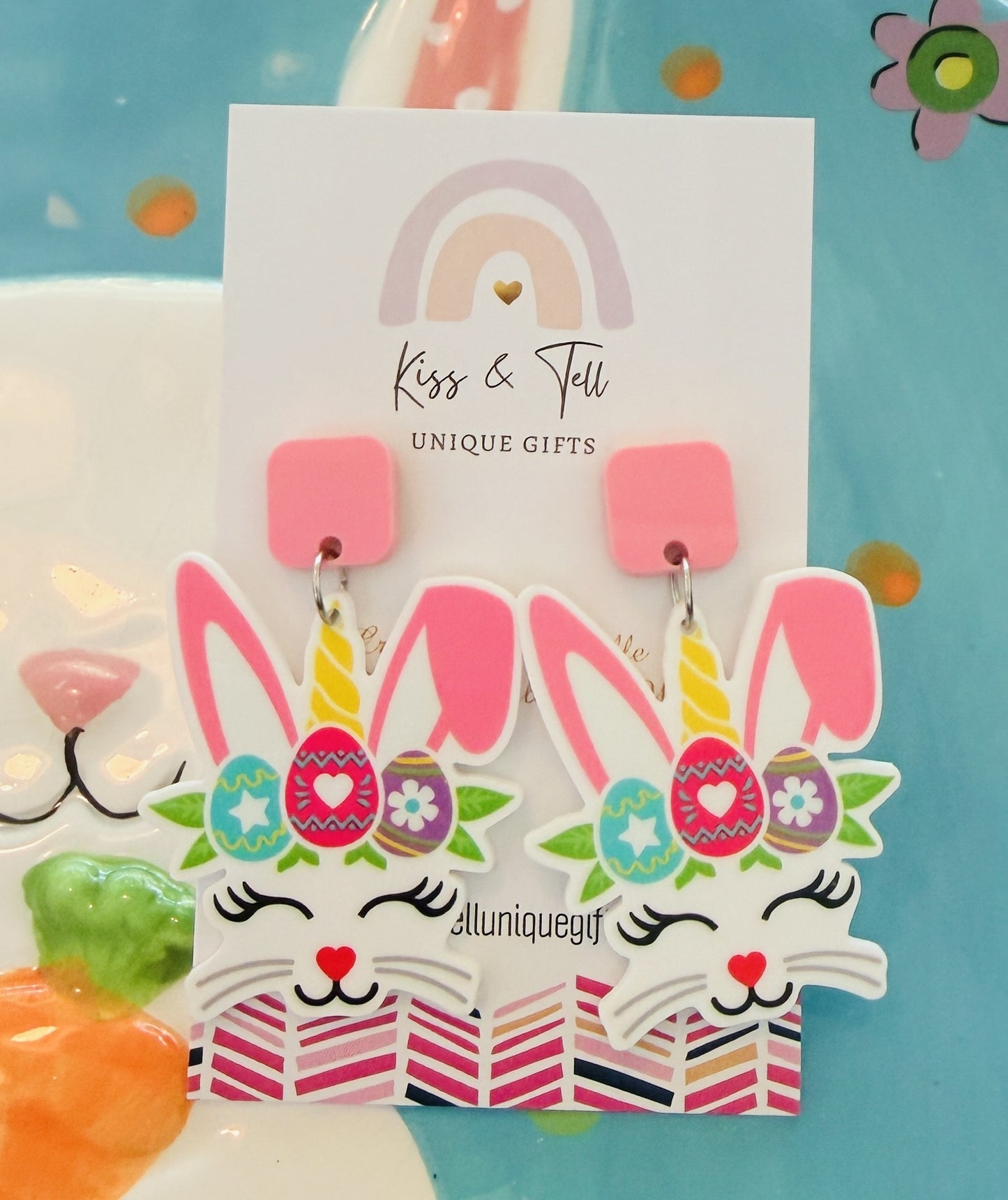 * SALE * Unicorn Easter Bunny Dangle Earrings