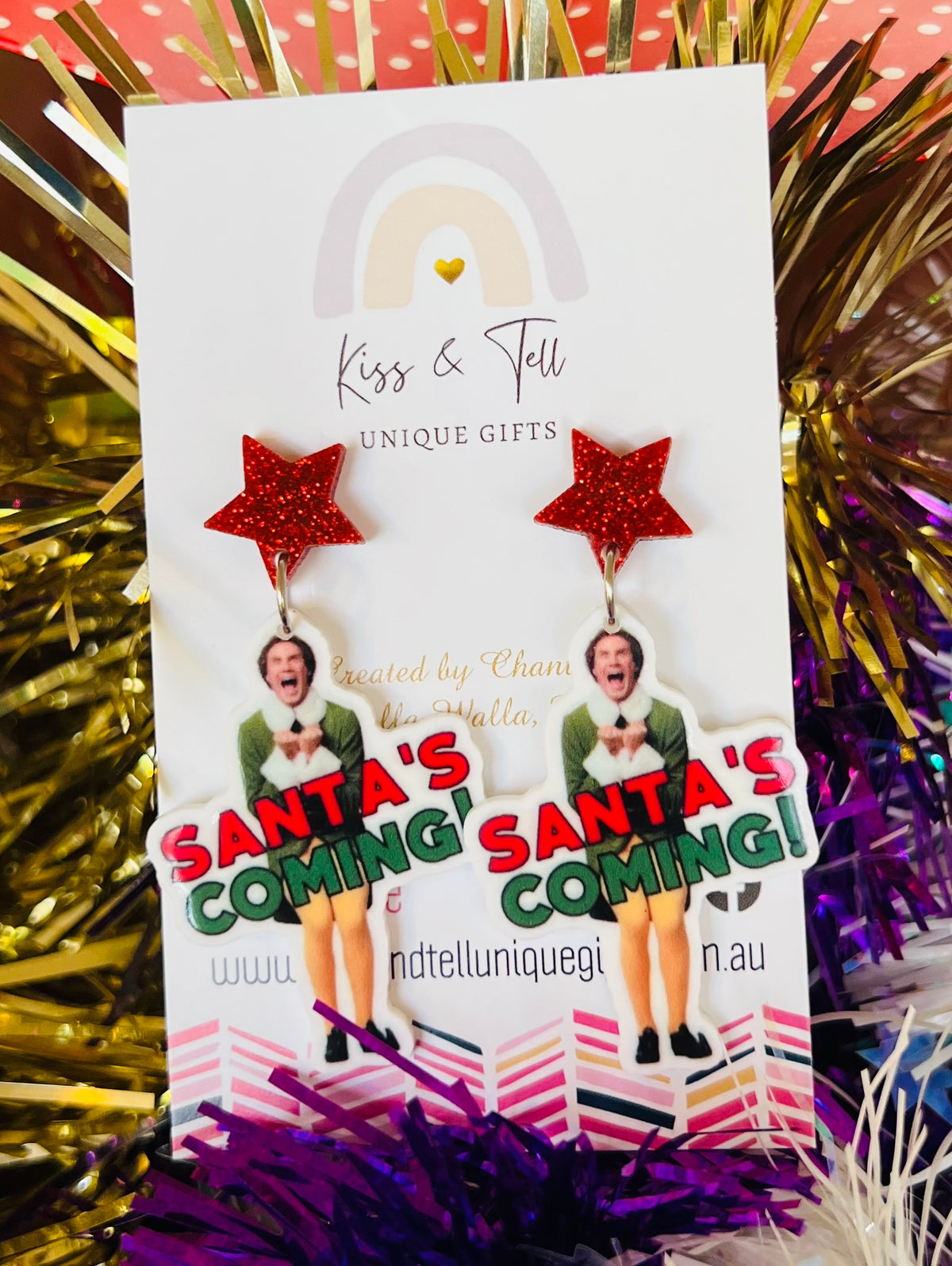“Santa’s Coming!”  Buddy Elf Dangle Earrings