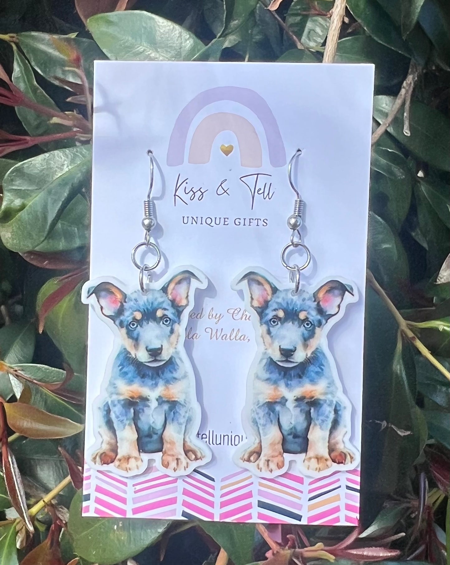 Blue Heeler Puppy Dangle Earrings