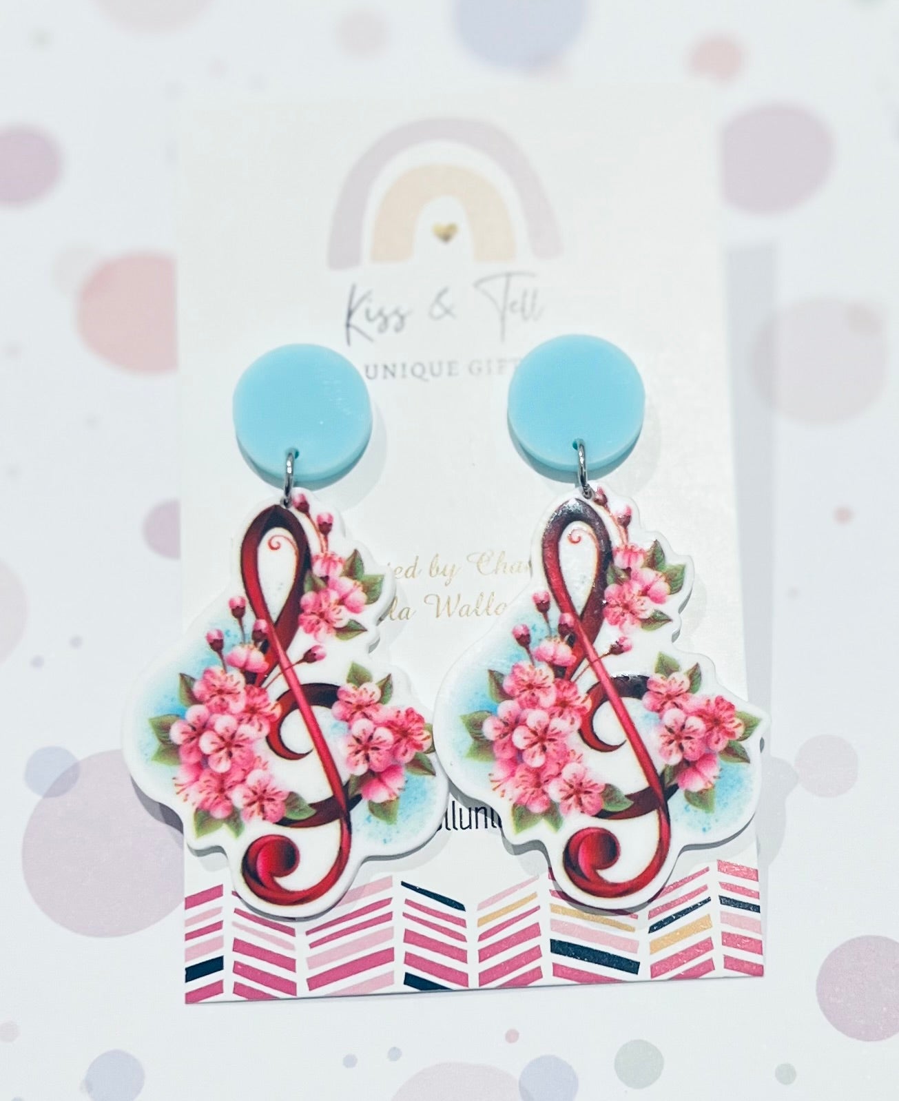 Floral Music Note Dangle Earrings