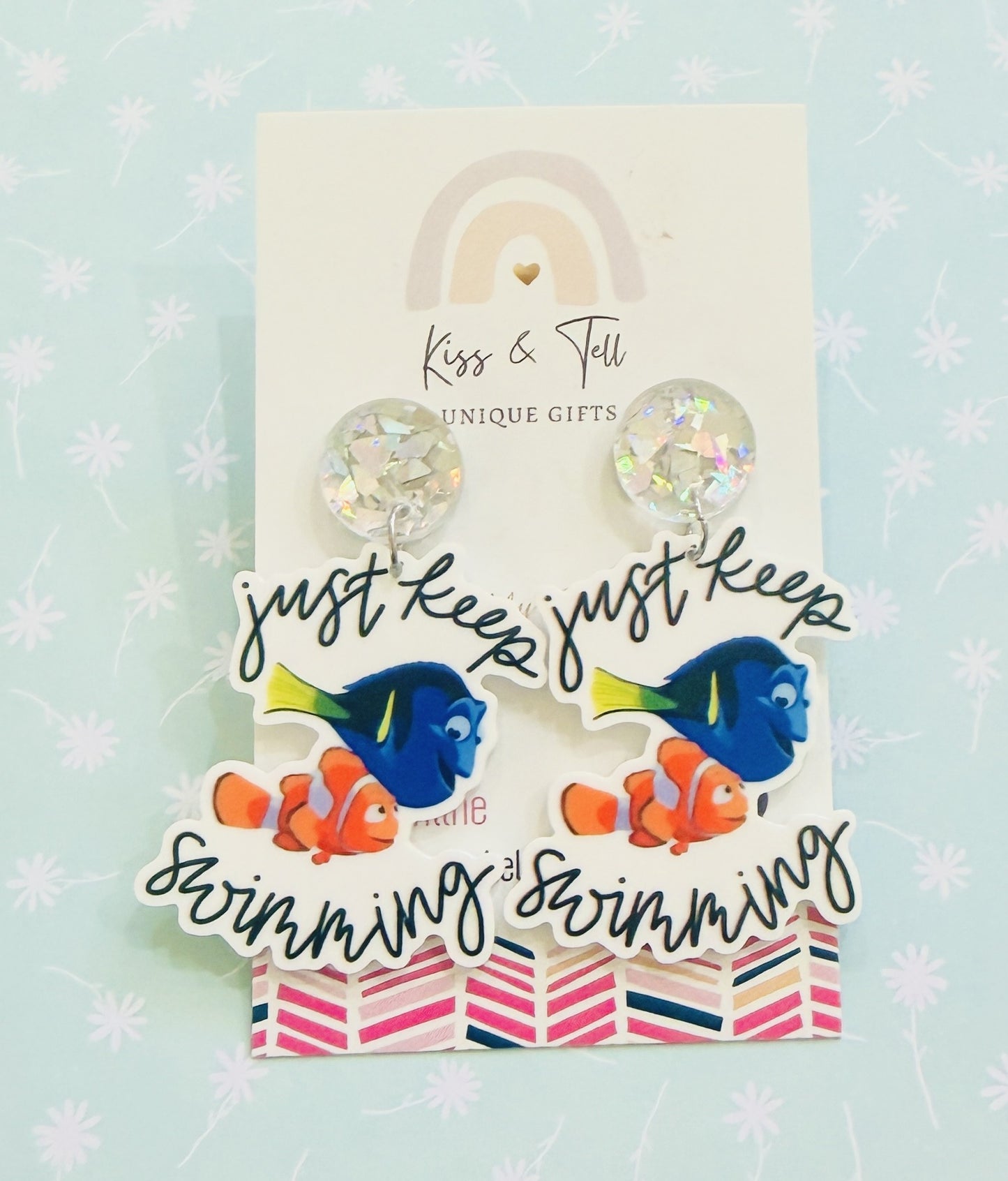 “Just Keep Swimming” Dangle Earrings