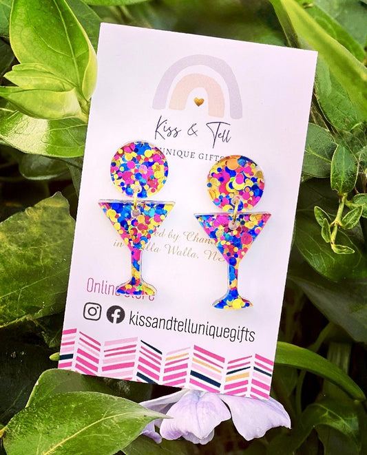 Confetti Glitter Martini Glass Earrings