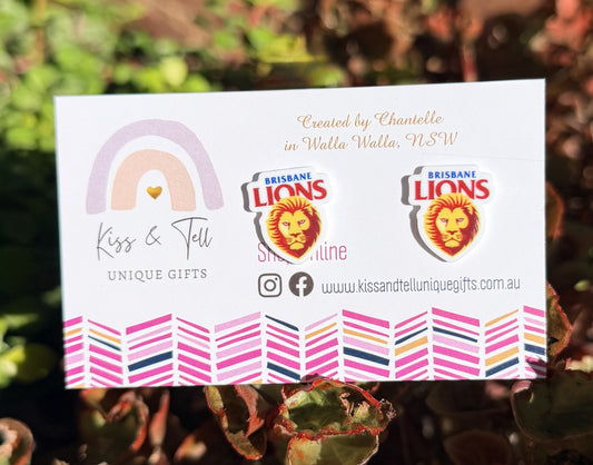 AFL Brisbane Lions Team Stud Earrings
