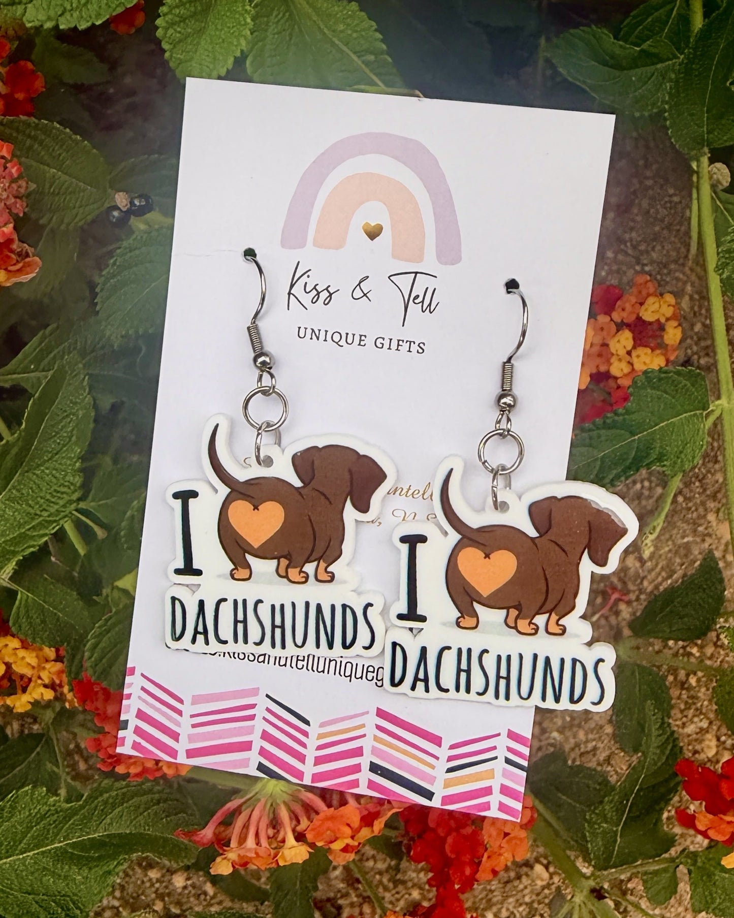 I love Dachshunds Dangle Earrings