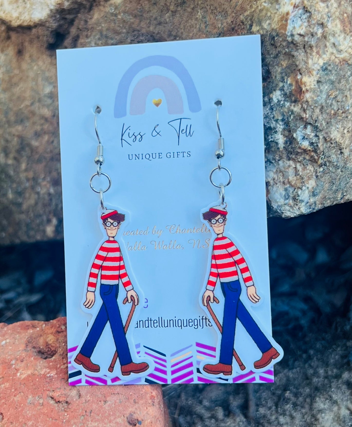 Where's Wally Book Character Dangle Earrings