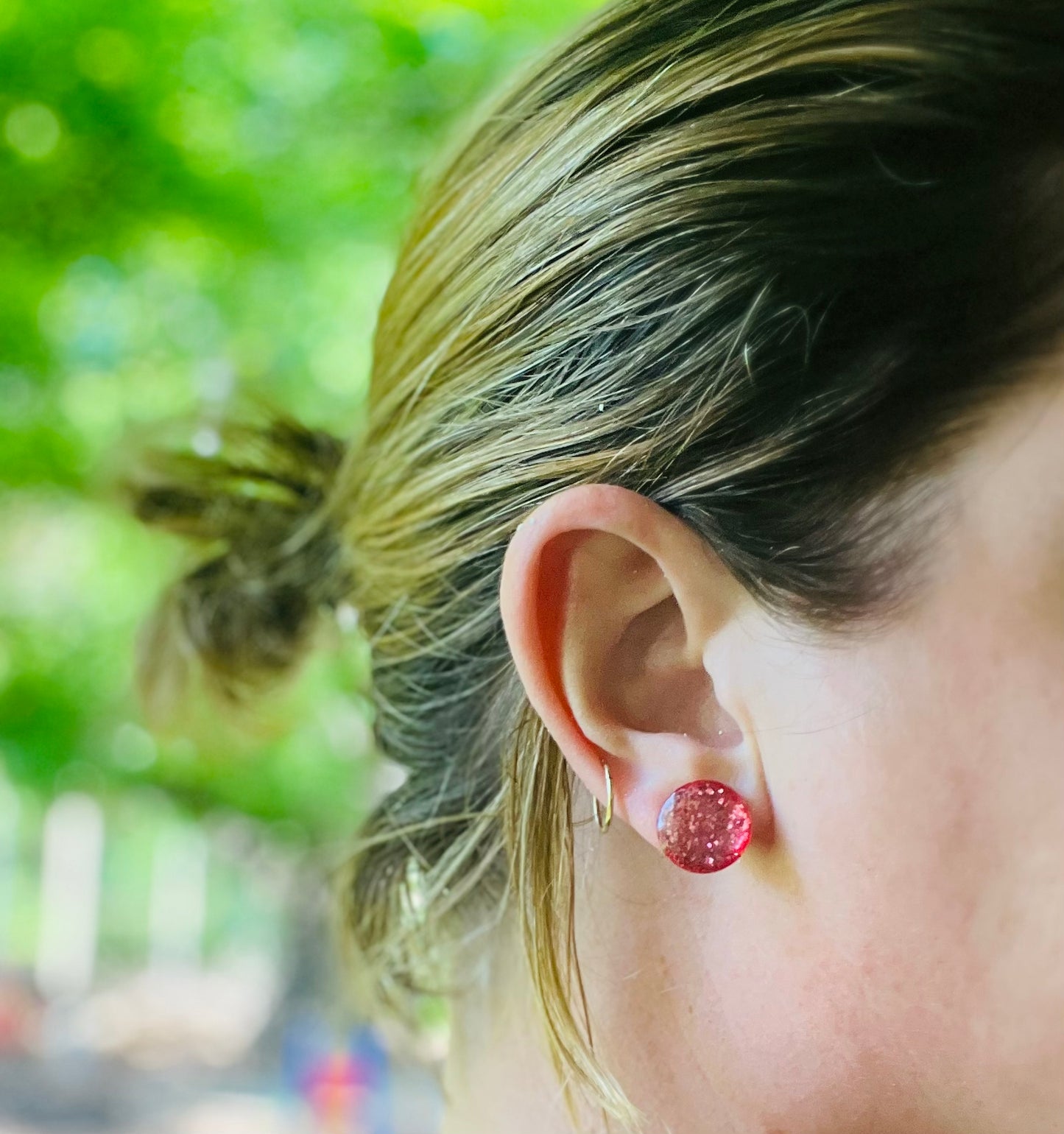 Large Glitter Stud Earrings