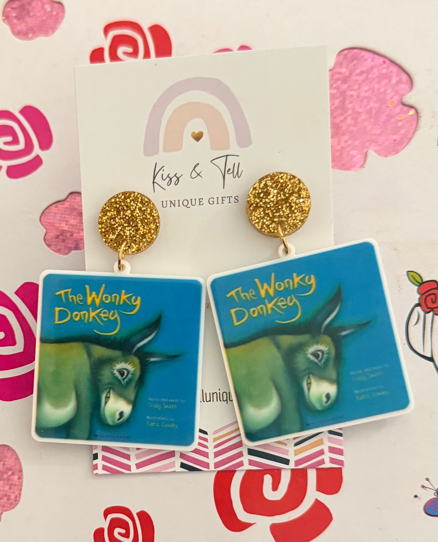 The Wonky Donkey Book Earrings