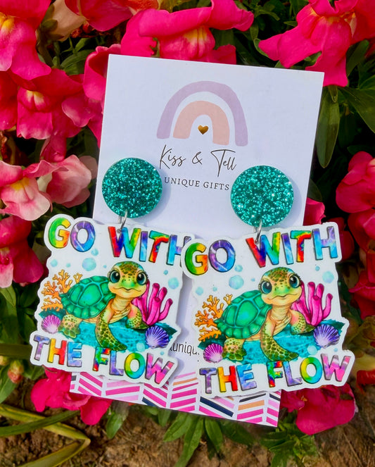 "Go with the Flow" Turtle Dangle Earrings