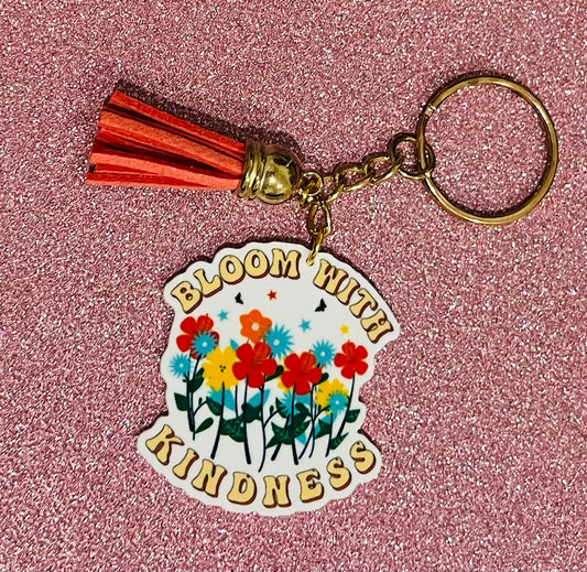 "Bloom with Kindness" Gold Keyring