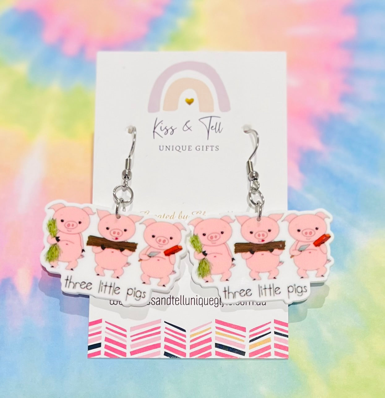 The 3 Little Pigs Dangle Earrings