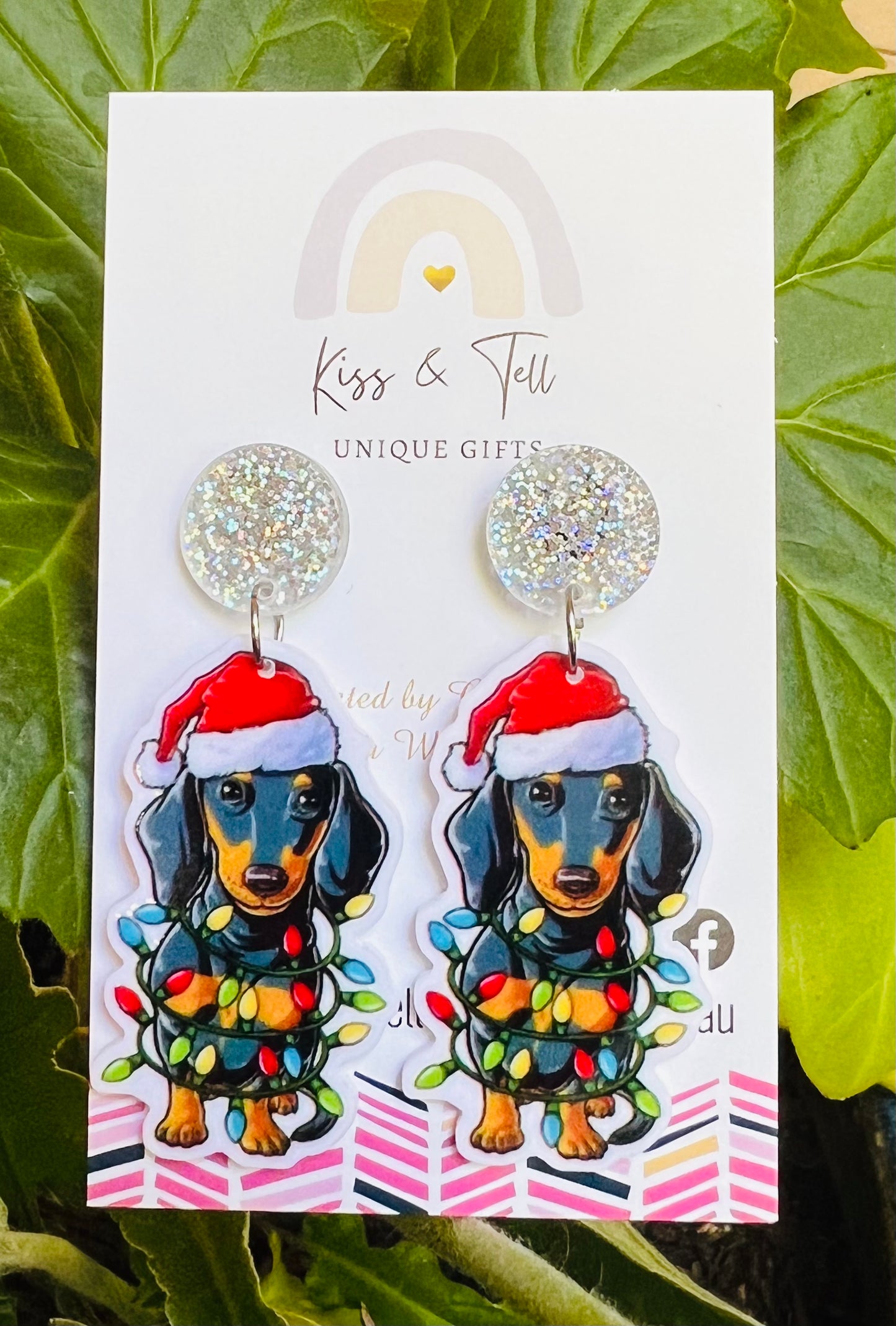 Christmas Dachshund Dangle Earrings