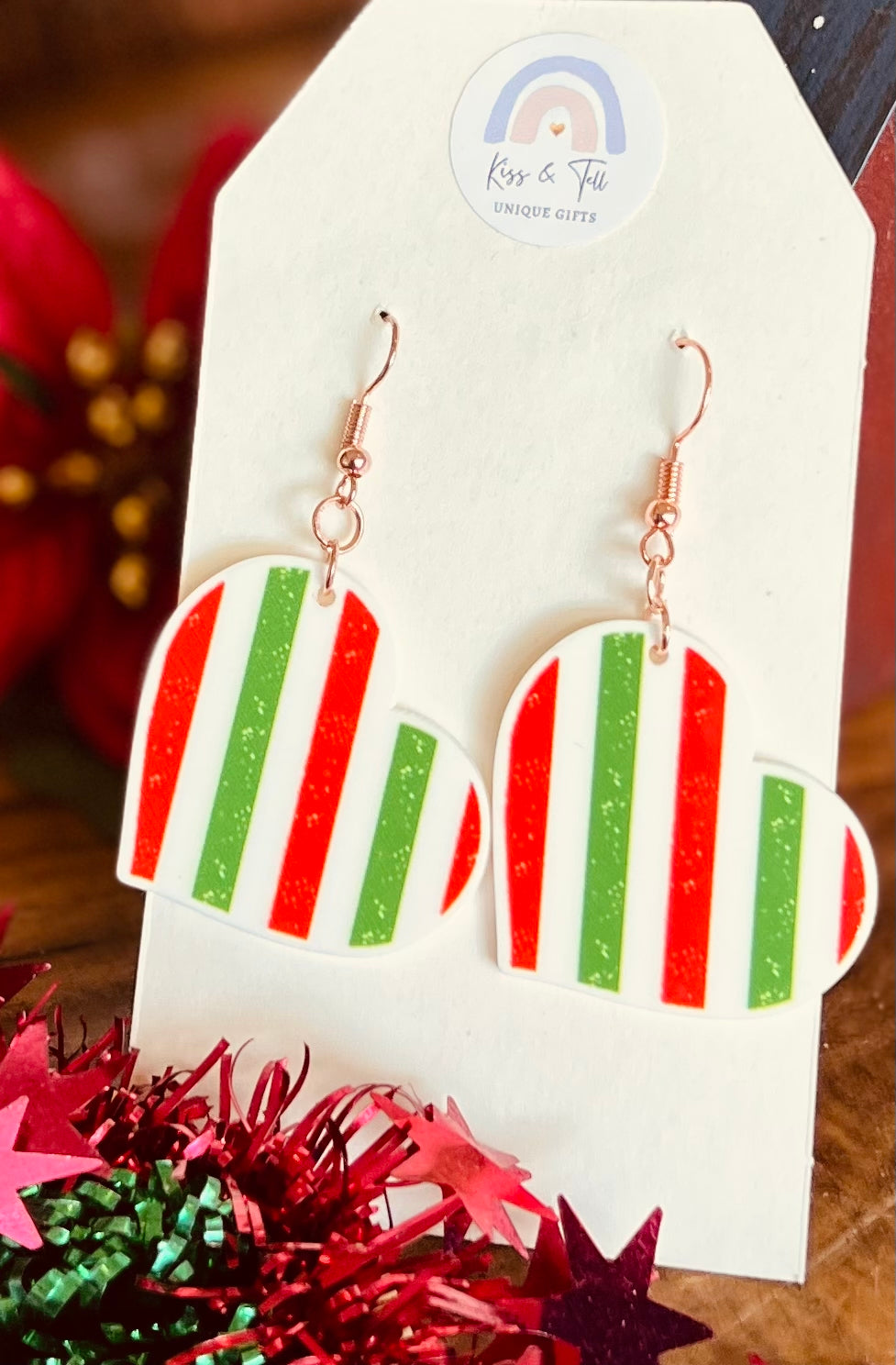 Christmas Hearts Dangle Earrings