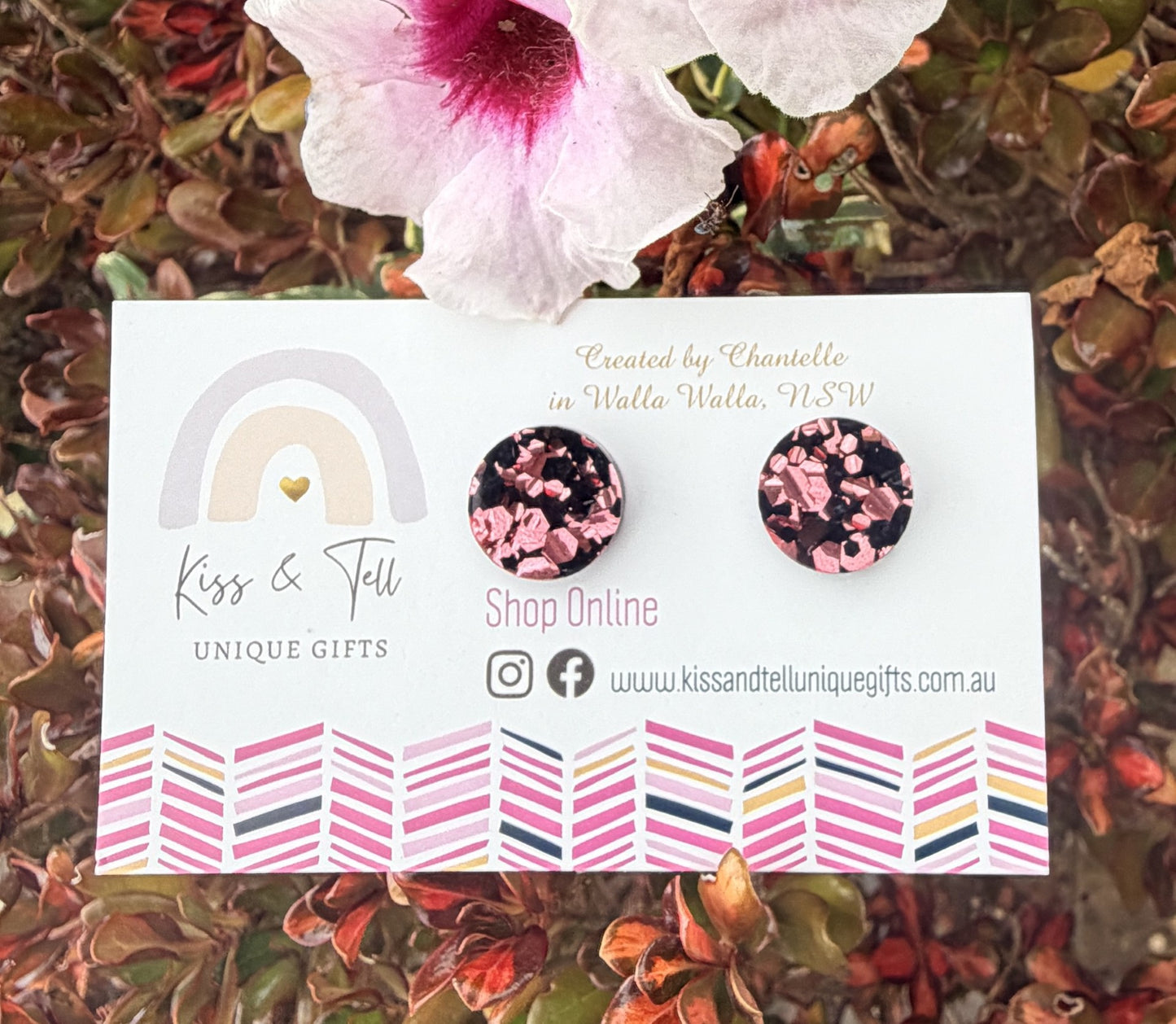 Rose-Gold Glitter Stud Earrings