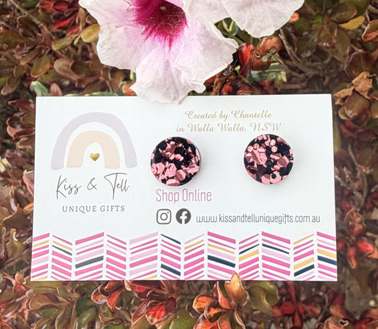 Rose-Gold Glitter Stud Earrings