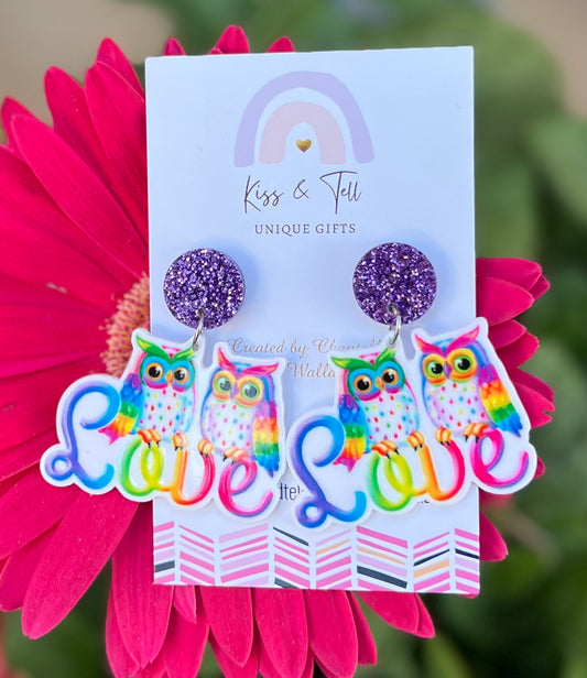 Owl Love Dangle Earrings