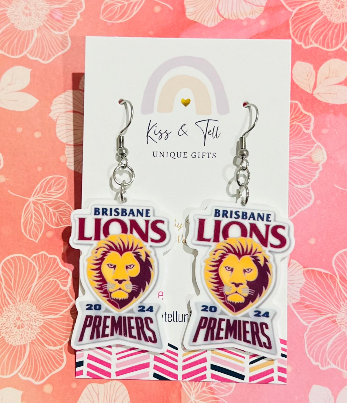 Brisbane Lions Premiers Dangle Earrings