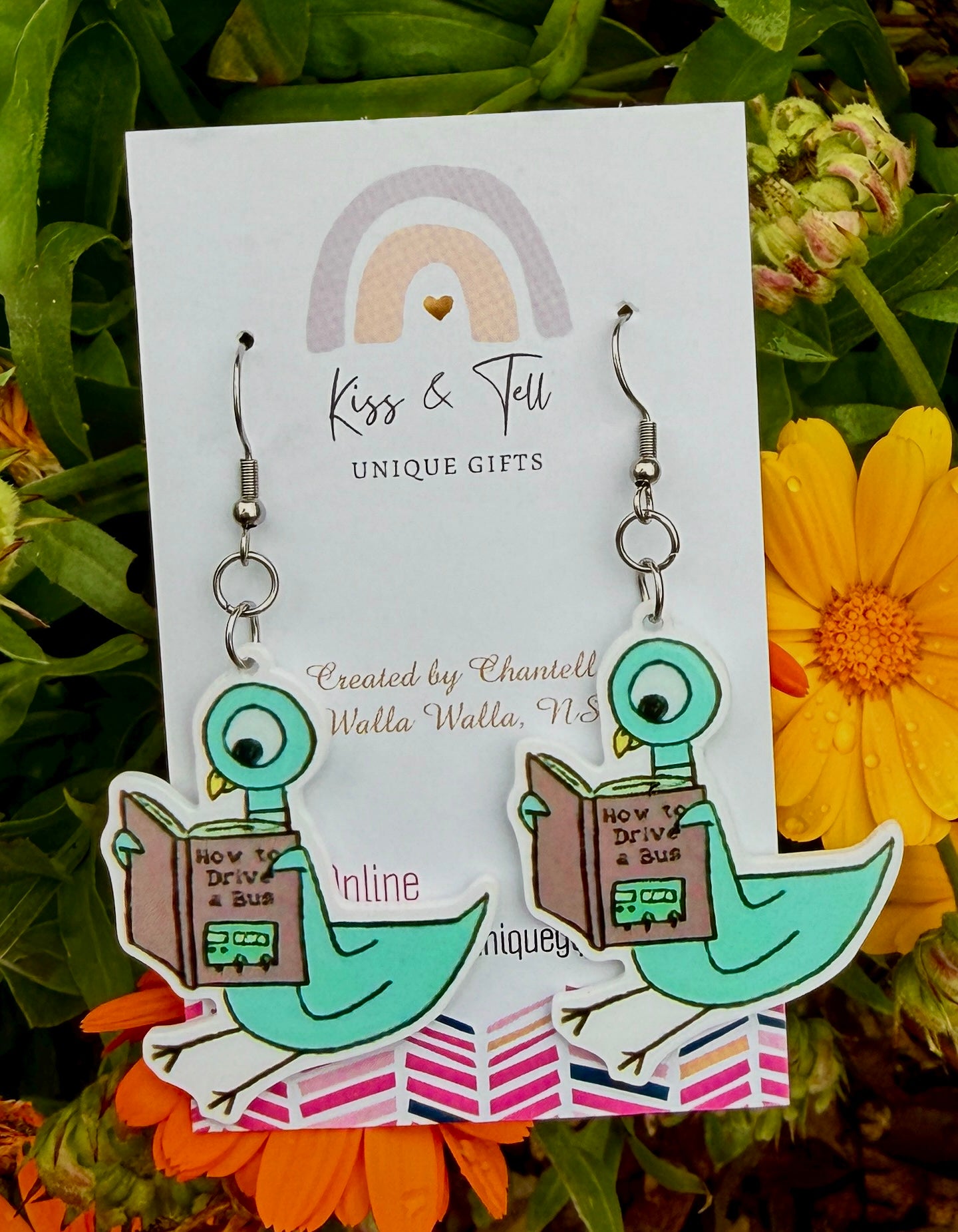 Pigeon Book Dangle Earrings