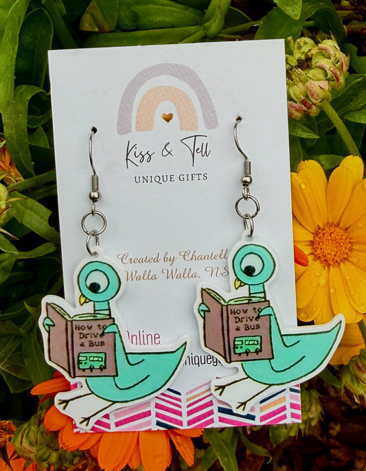Pigeon Book Dangle Earrings