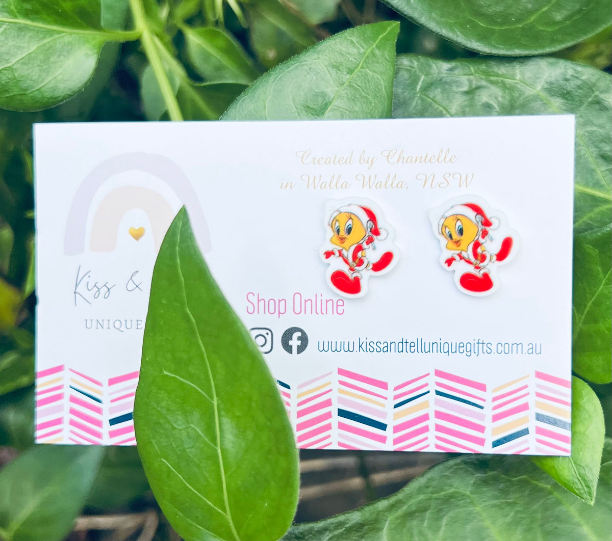 Christmas Tweety Bird Stud Earrings