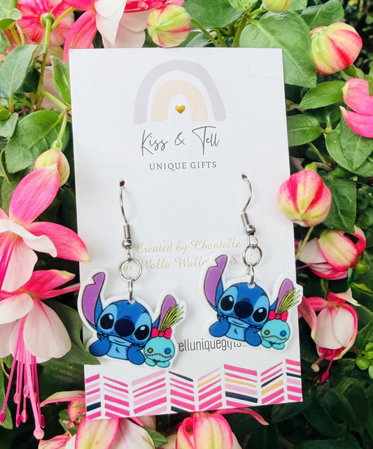 Stitch & Teddy (Smaller) Dangle Earrings