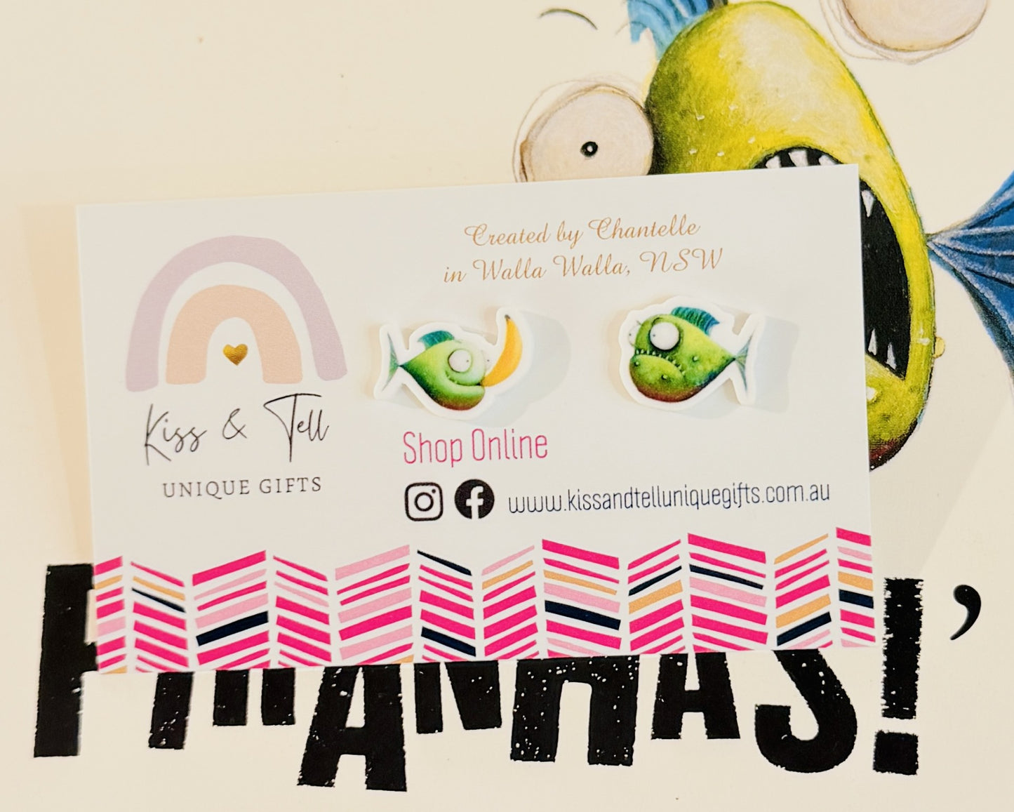 Piranhas Book Stud Earrings