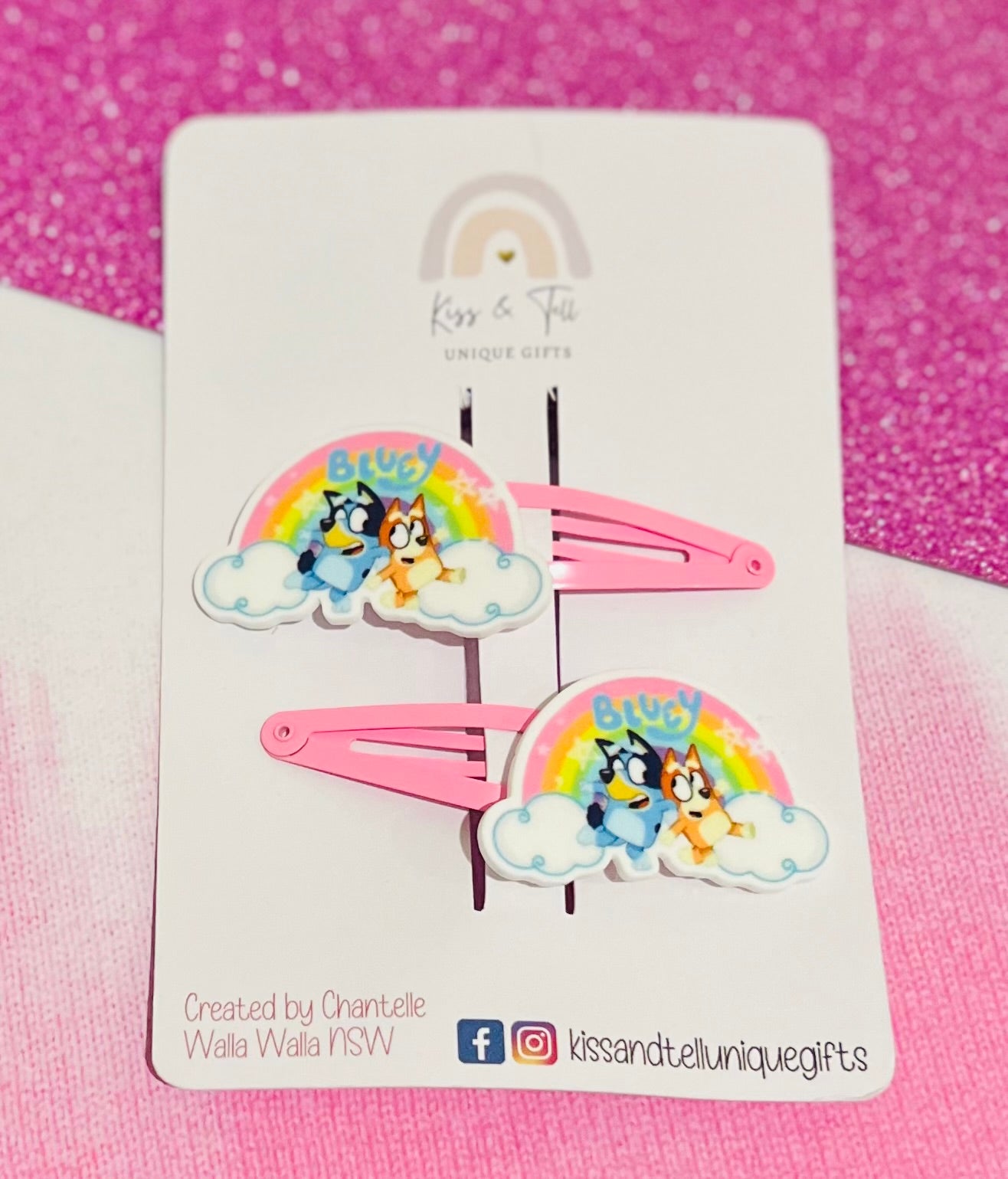 Bluey & Bingo Rainbow Hair Clip Set