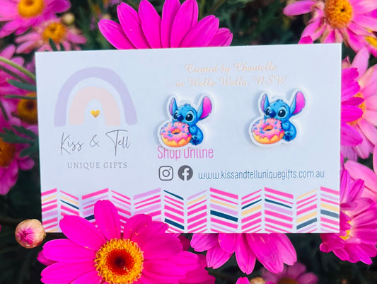 Stitch with Donut Stud Earrings