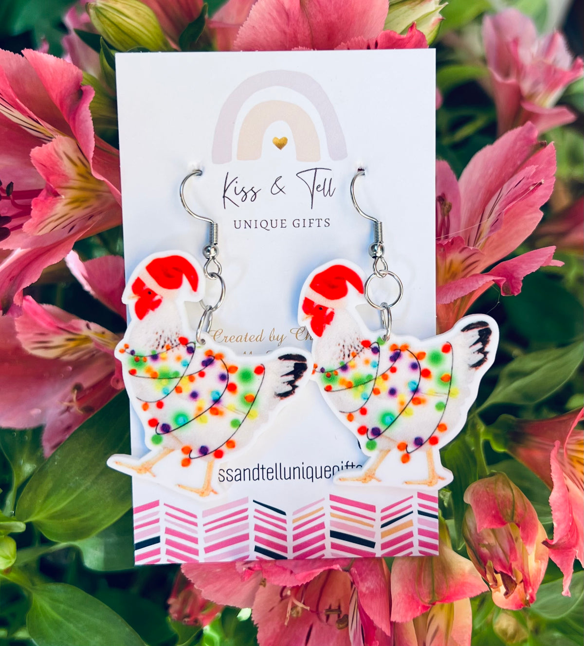 Christmas Hen Chicken Dangle Earrings