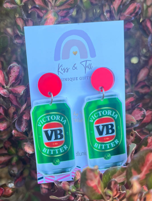 VB Beer Can Dangle Earrings