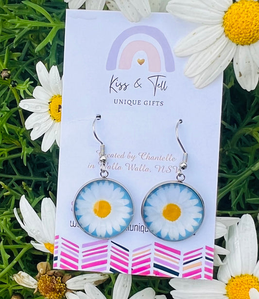 Daisy Silver Dangle Earrings