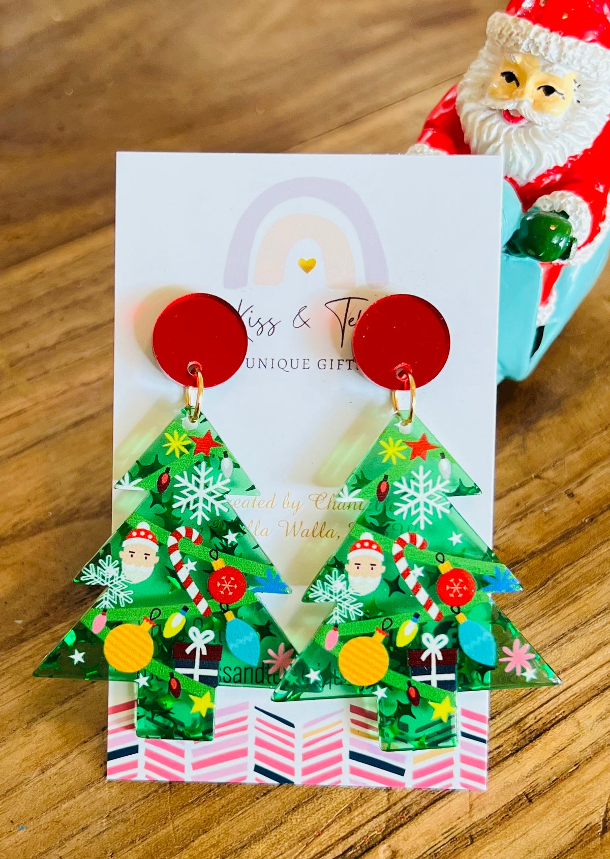 Large Christmas Tree Dangle Earrings