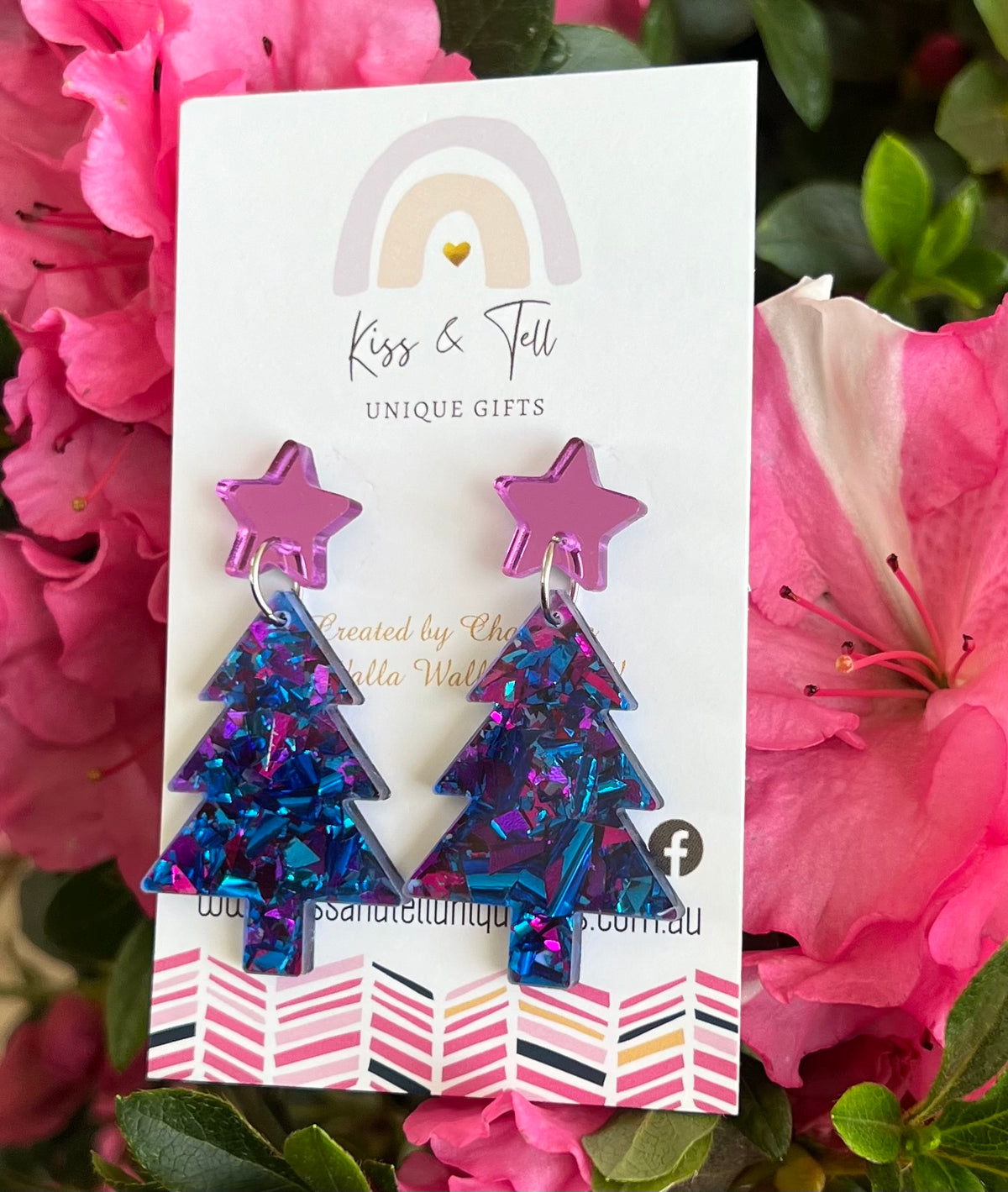 * LAST ONE *  Midnight Blue Acrylic Christmas Tree Earrings