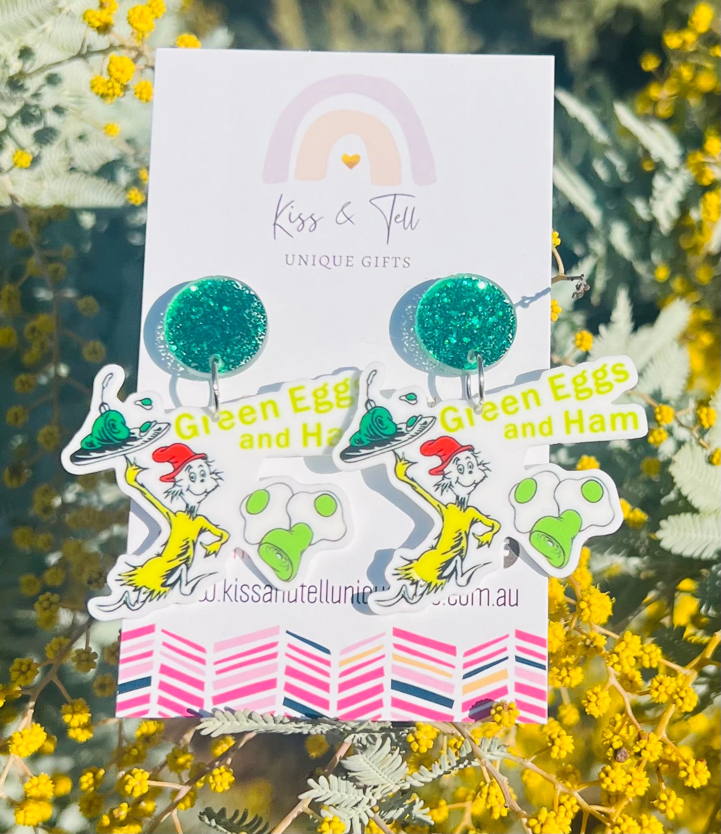 Green Eggs & Ham Dangle Earrings