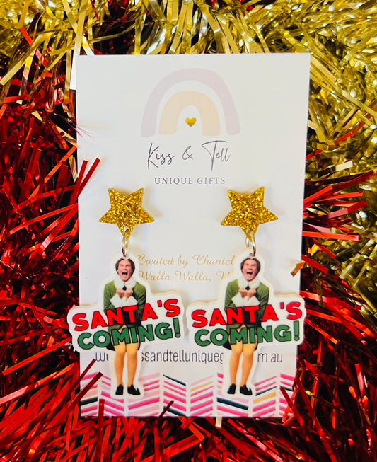 “Santa’s Coming!”  Buddy Elf Dangle Earrings