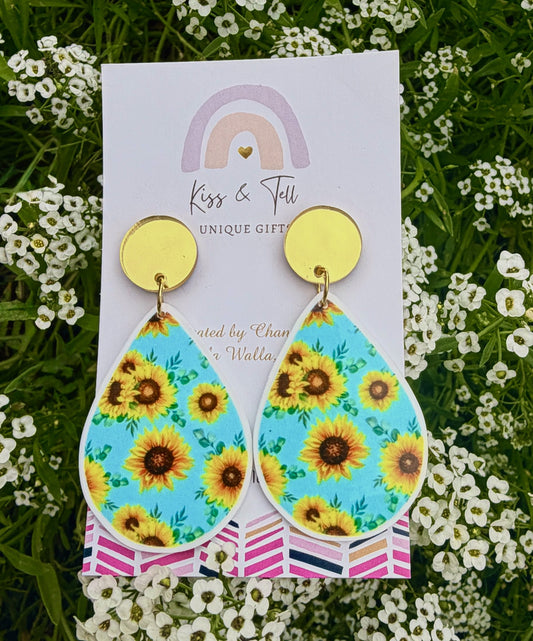 Sunflower Gold-Drop Earrings