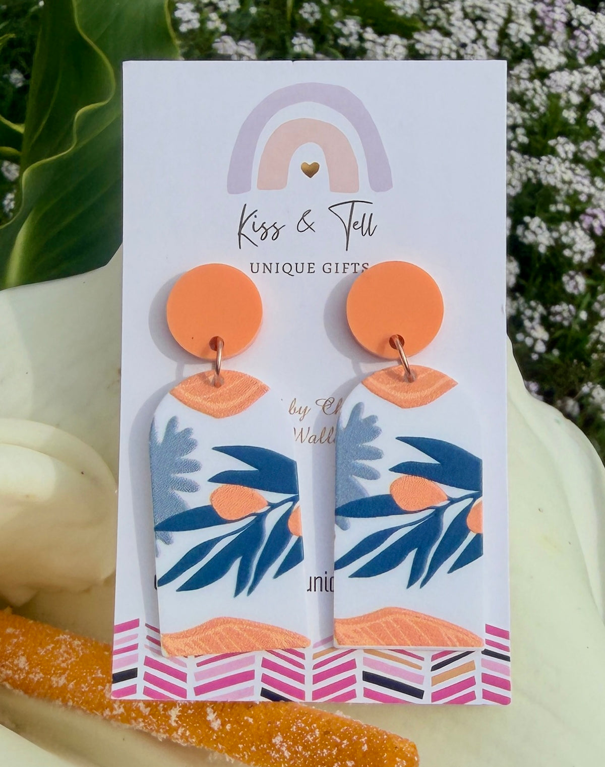 Coral Flower-Drop Earrings