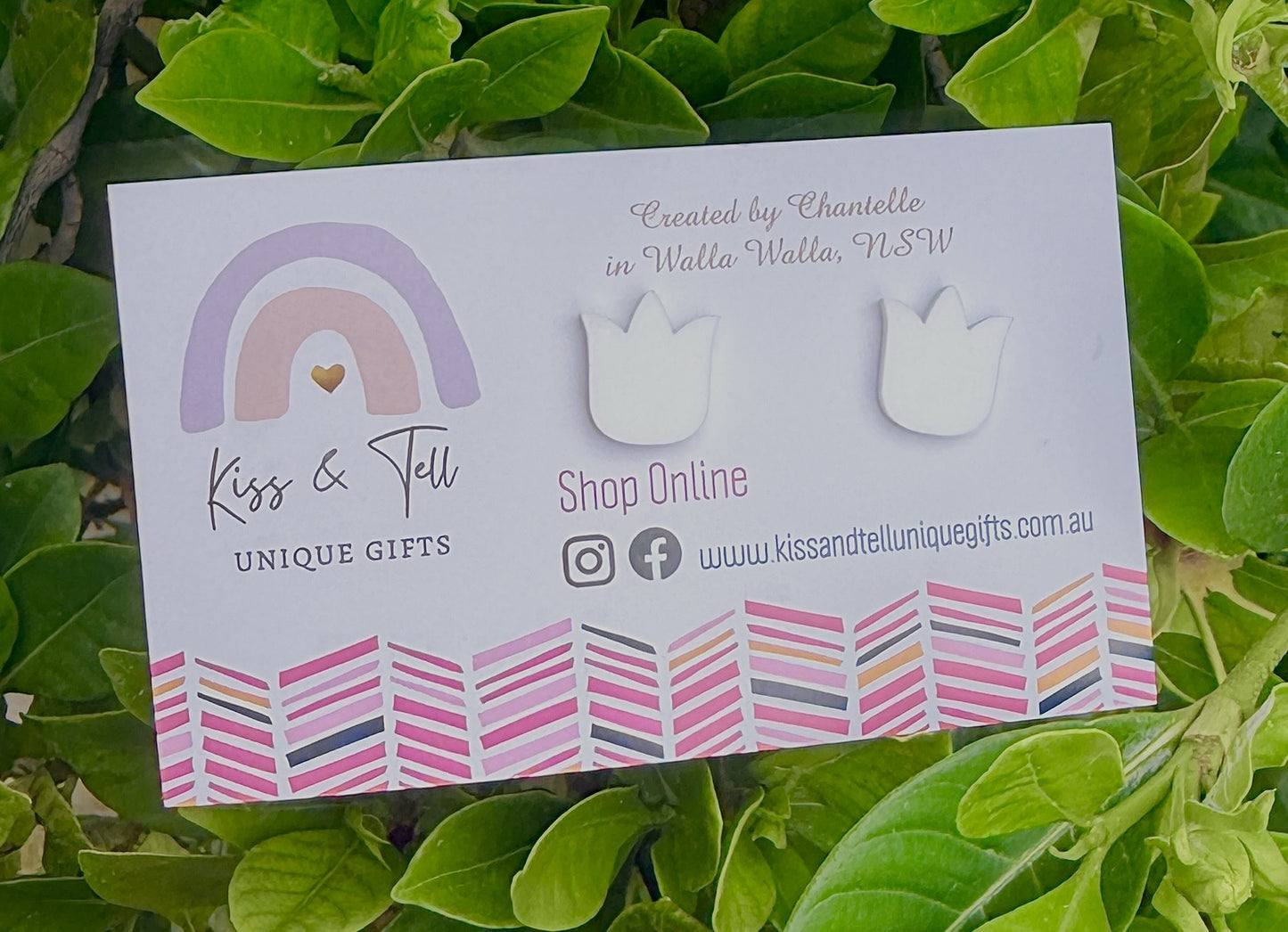 White Tulip Flower Stud Earrings