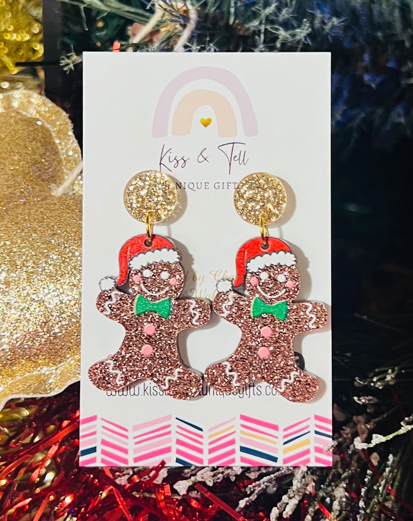 Acrylic Gingerbread Man Dangle Earrings