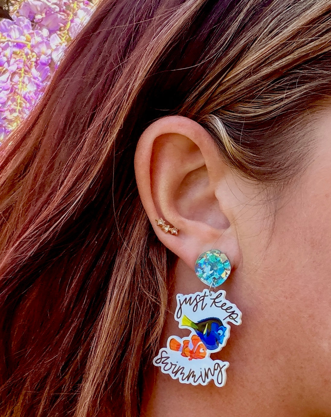 “Just Keep Swimming” Dangle Earrings