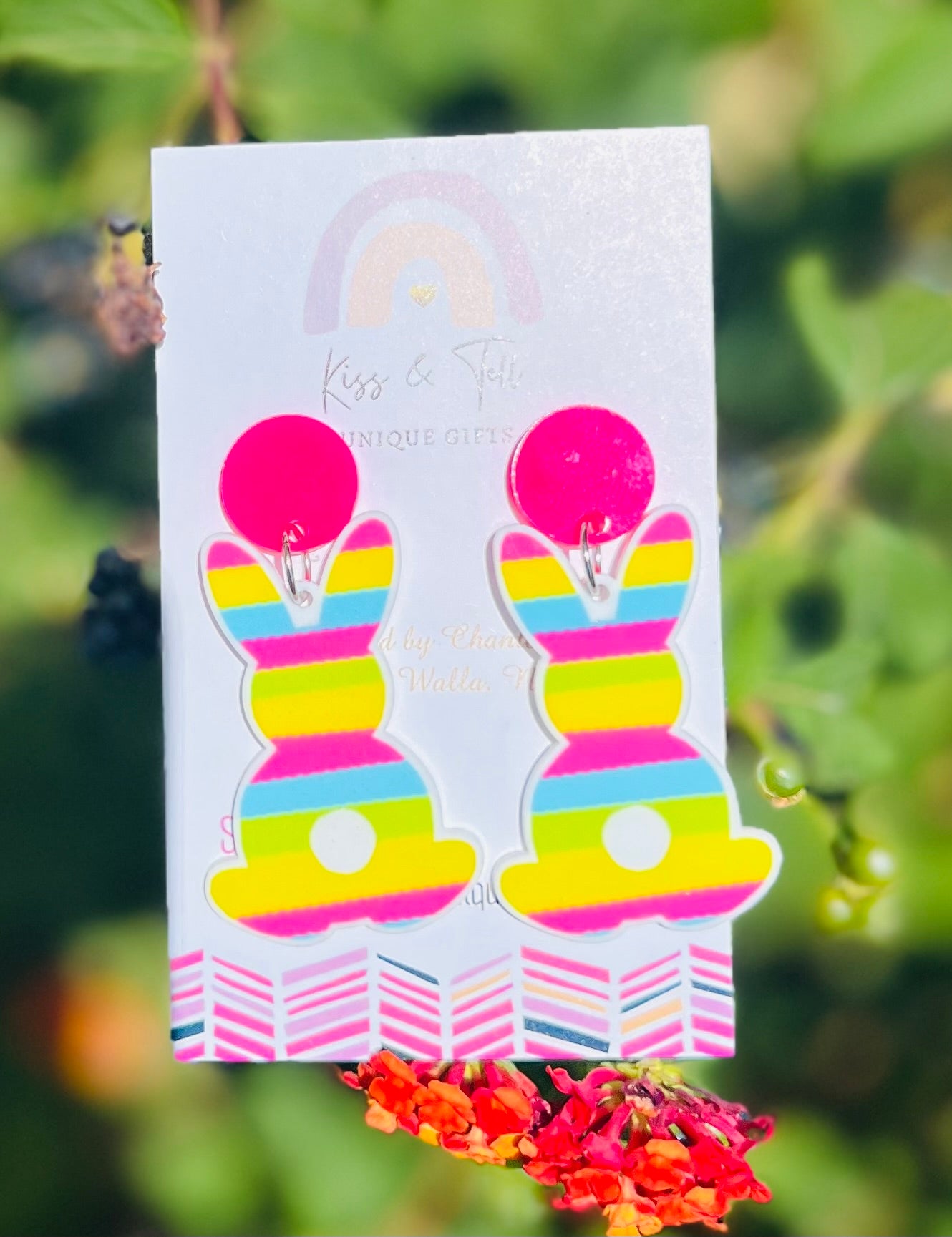 Rainbow Bunny Rabbit Dangle Earrings