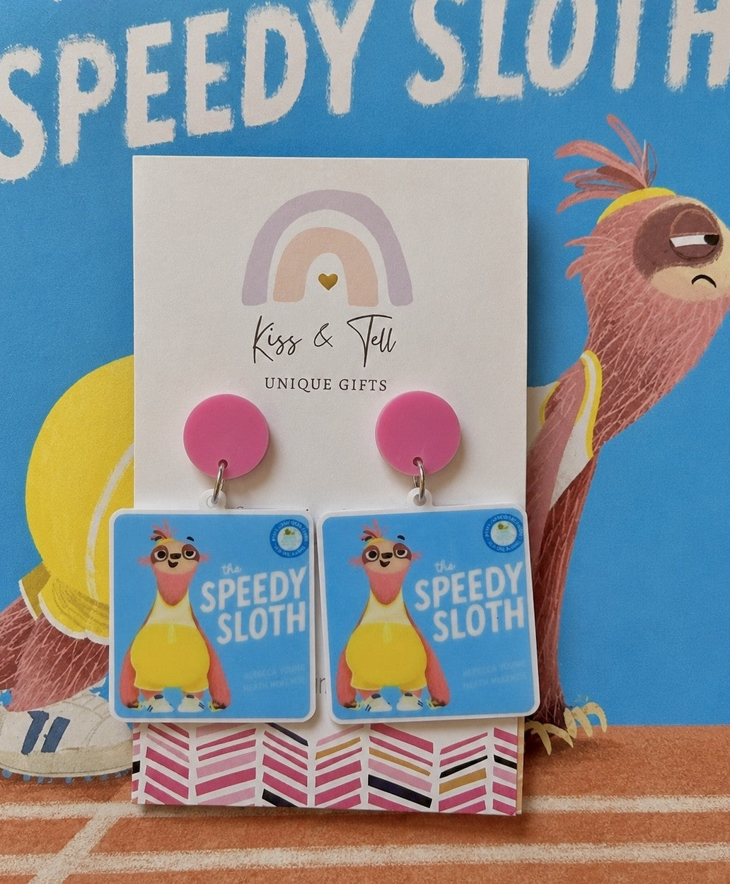 The Speedy Sloth Book Dangle Earrings