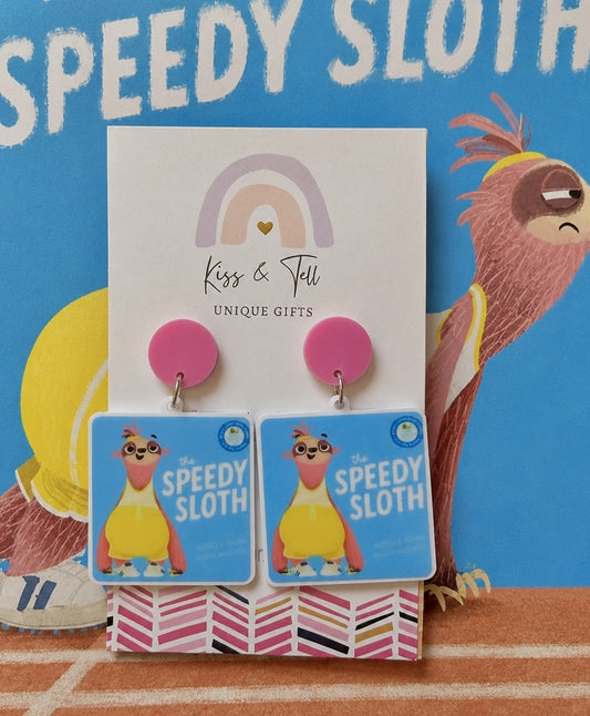 The Speedy Sloth Book Dangle Earrings