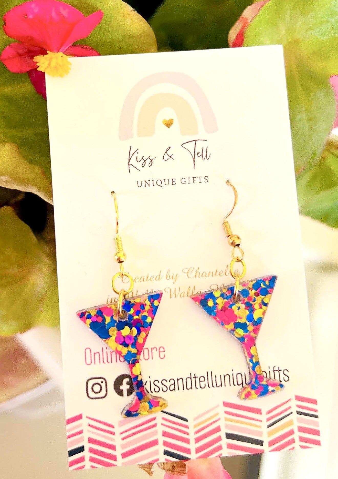 Confetti Glitter Martini Glass Earrings