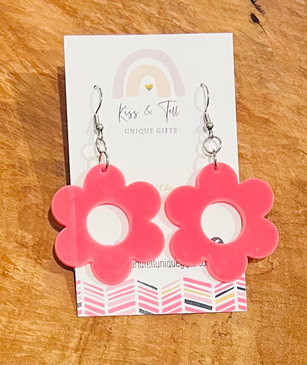 Rose Coloured Flower-Drop Earrings