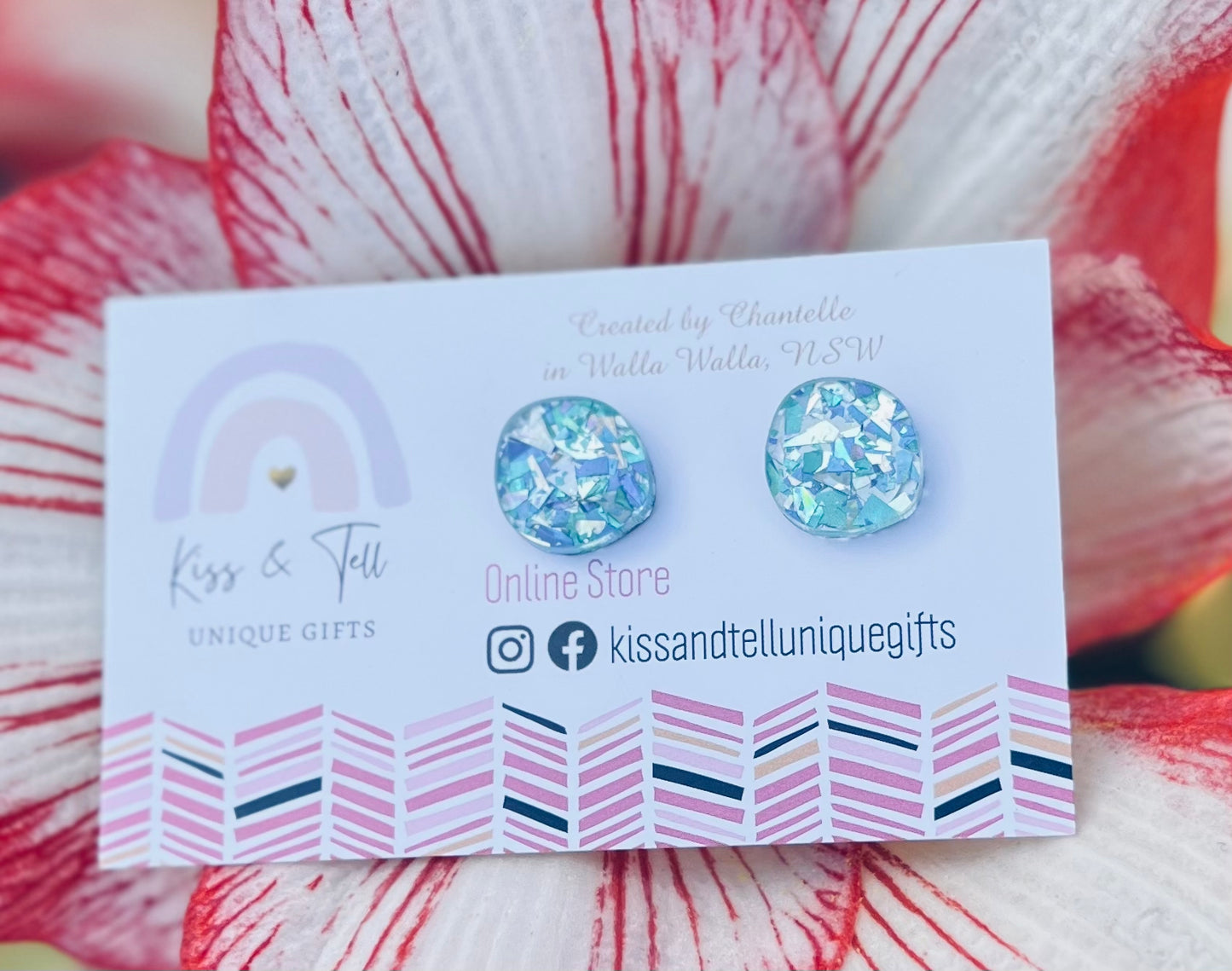 Blue Crystal Acrylic Stud Earrings