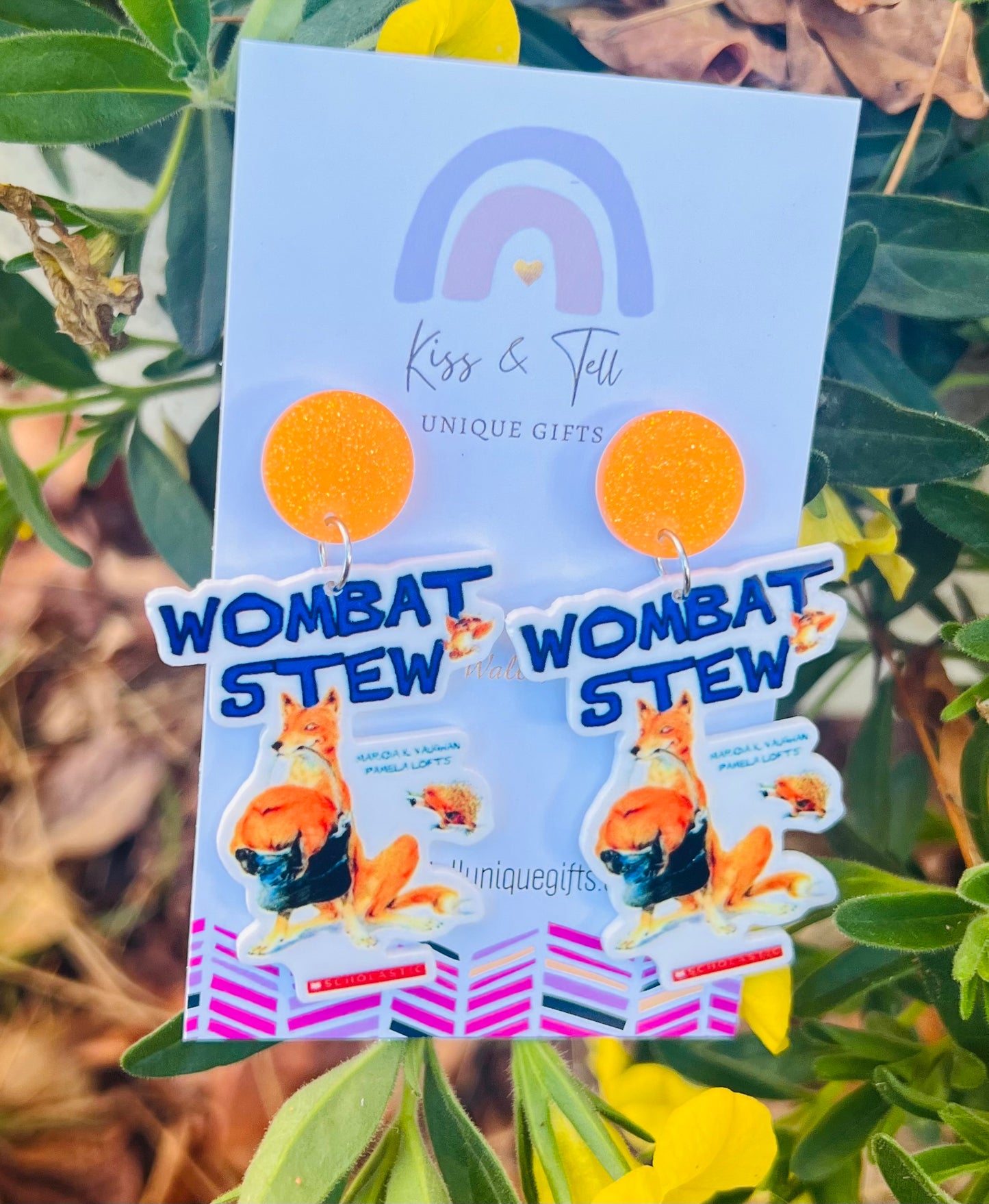 Wombat Stew Book Dangle Earrings