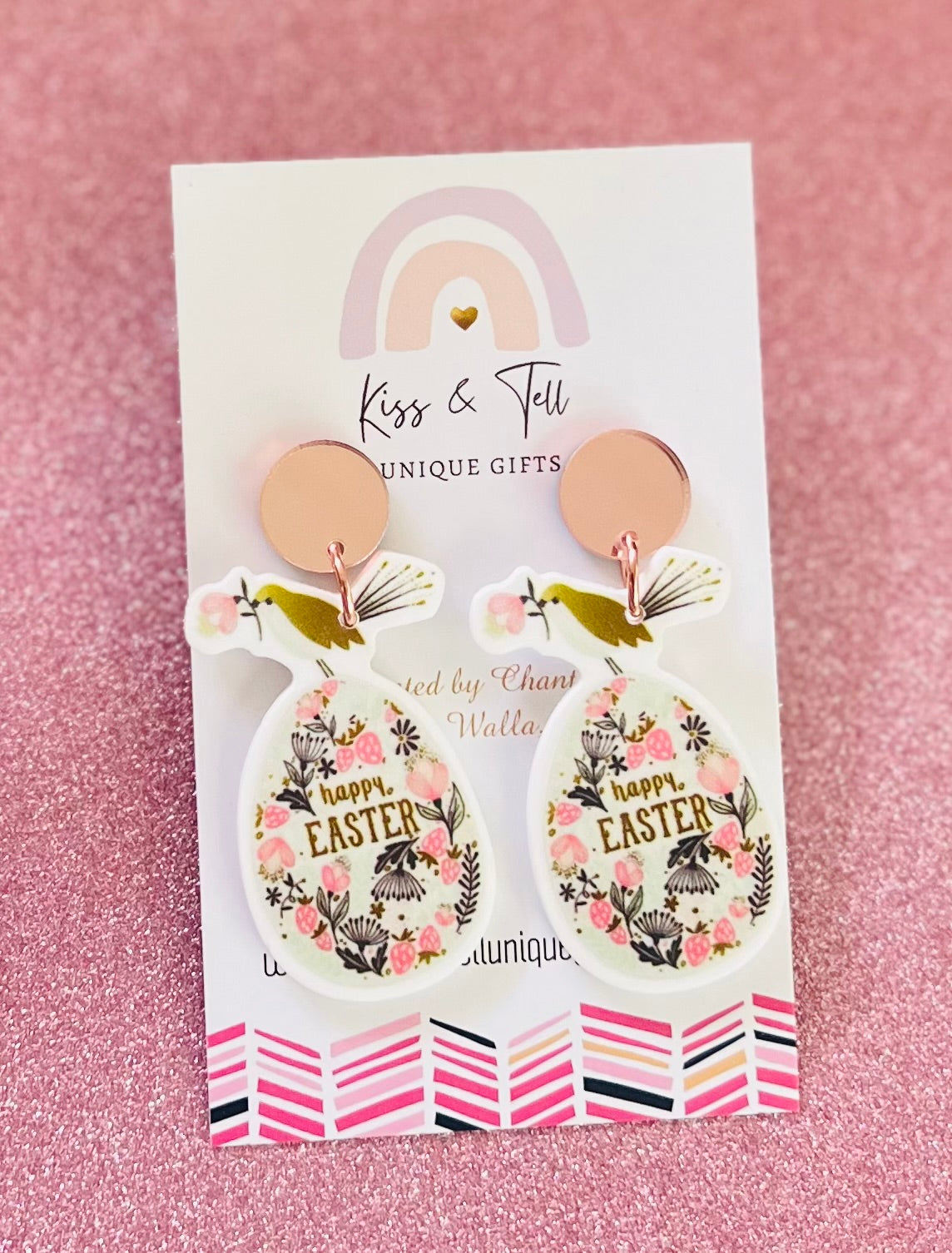 * SALE *  Easter Bird with Egg Dangle Earrings