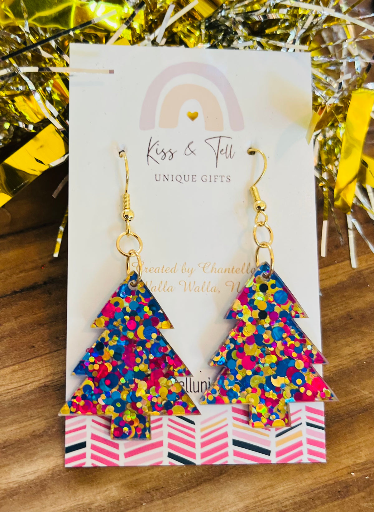 Confetti Glitter Acrylic Christmas Tree Earrings